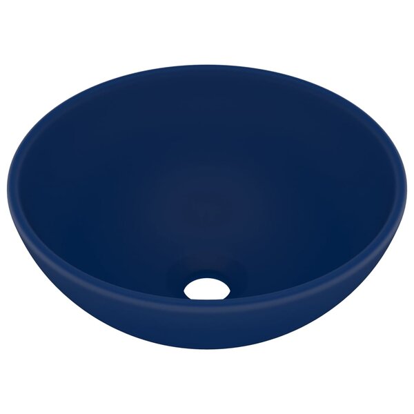vidaXL Lavabo rond de luxe de salle Bleu foncé mat 32 5x14cm Céramique