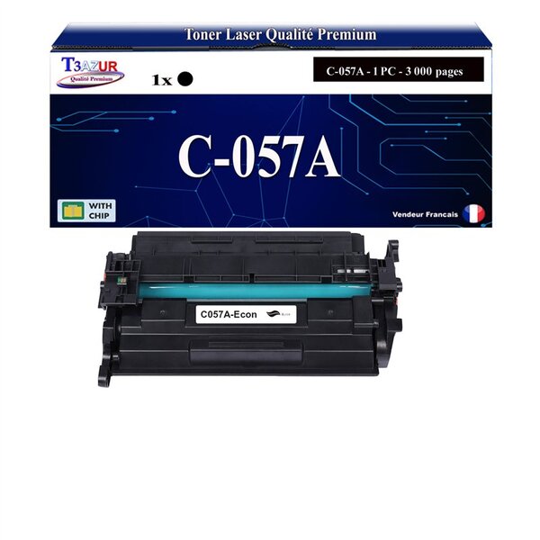 T3AZUR -Toner compatible avec Canon 057 (3009C002) pour Canon MF443dw  MF445dw  MF446x  MF449x  MF453dw  MF455dw