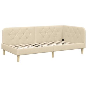 vidaXL Cadre de lit d'angle Crème 90 x 200 cm tissu