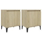 vidaXL Tables de chevet avec pieds en métal chêne sonoma 40x30x50 cm