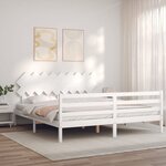 vidaXL Cadre de lit sans matelas blanc bois massif