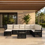 vidaXL Ensemble de canapé de jardin 9 pc Noir polyrotin