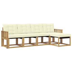 vidaXL Ensemble de canapés d'extérieur 5 Pièces Blanc et crème