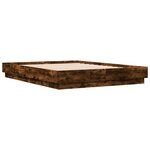 vidaXL Cadre de lit avec lumières LED chêne fumé 140x190 cm