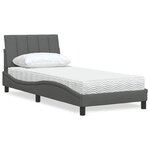 vidaXL Lit avec matelas gris foncé 90x190 cm tissu