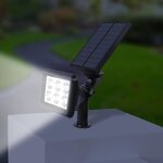 Lot de 2 spots solaires projecteur 2 en 1 a piquer ou a fixer rectangulaires éclairage puissant dimmable LED blanc SQUARY H45cm