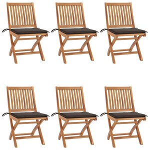vidaXL Chaises pliables de jardin avec coussins lot de 6 Bois de teck