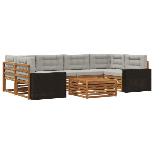 vidaXL Ensemble de canapés d'extérieur 7 pc Naturel et gris clair