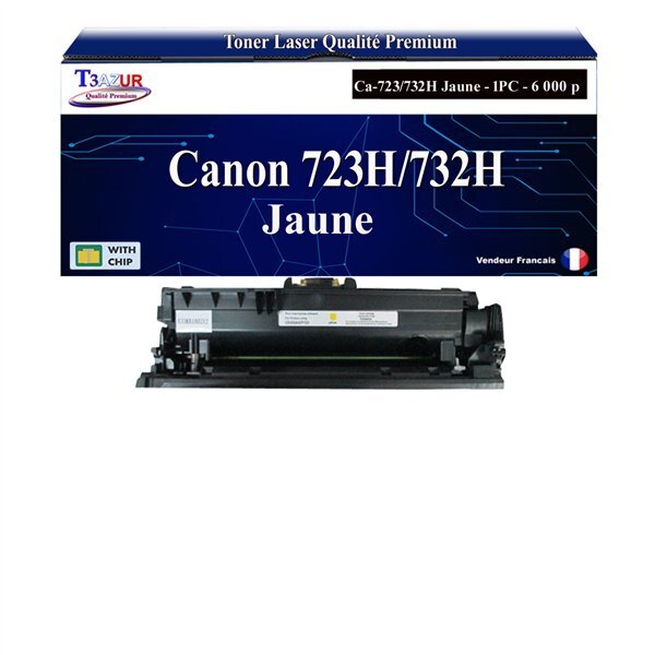 T3AZUR -Toner compatible avec Canon 723 / 732 (2641B002/6261B002) pour Canon LBP-7750Cdn  LBP-7780Cx  LBP7750Cdn  LBP 780Cx - Jaune