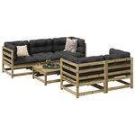 vidaXL Salon de jardin 6 Pièces avec coussins bois de pin imprégné