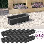 vidaXL Boîtes à fleurs pour palettes euro 12 Pièces Gris 36x13 5x9 5cm PP
