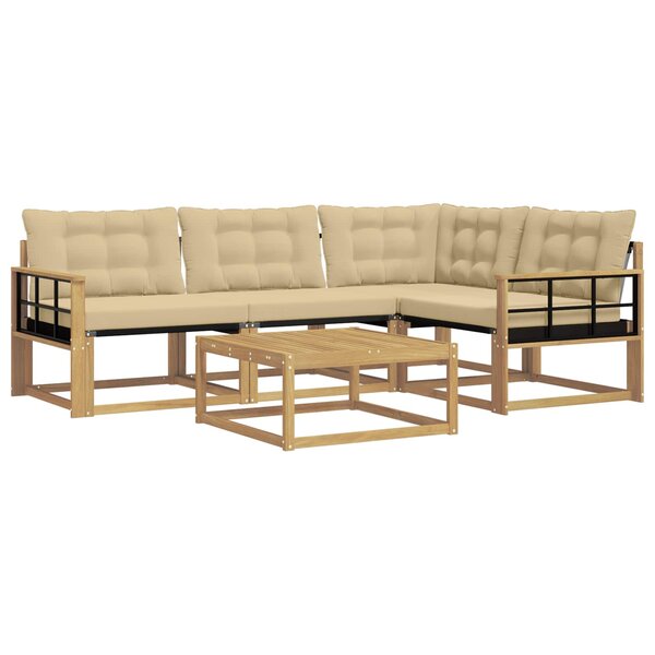 vidaXL Ensemble de canapés d'extérieur 5 Pièces Blanc et Beige