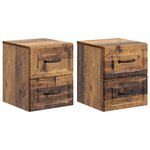 vidaXL Cabinet de chevet mural 2 Pièces Bois ancien 34 5 x 33 x 40 cm