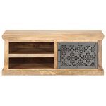 vidaXL Table basse avec porte 90x50x35 cm Bois de manguier solide