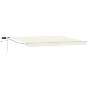 vidaXL Store rétractable manuel avec LEDs Crème et Blanc 4 x 2 m