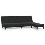 vidaXL Canapé-lit à 2 places avec repose-pied Noir Velours