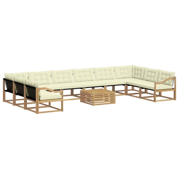 vidaXL Ensemble de canapés d'extérieur 11 Pièces Blanc et crème