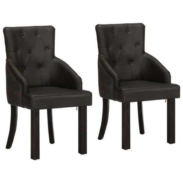vidaXL Chaises à manger lot de 2 noir cuir de chèvre véritable