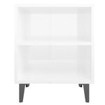 vidaXL Tables de chevet pieds en métal 2 Pièces blanc brillant 40x30x50cm