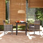 vidaXL Ensemble à manger de jardin coussins 3Pièces Résine tressée Gris