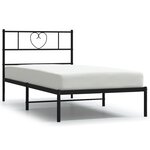 vidaXL Cadre de lit métal avec tête de lit noir 90x190 cm