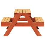 vidaXL Table de pique-nique pour enfants cire marron bois massif pin