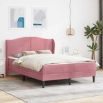 vidaXL Cadre de lit avec tête de lit Rose 140 x 200 cm Velours