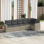 vidaXL Salon de jardin 6 Pièces avec coussins gris clair résine tressée