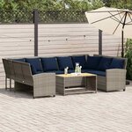 vidaXL Canapé de jardin avec coussins Gris Résine tressée