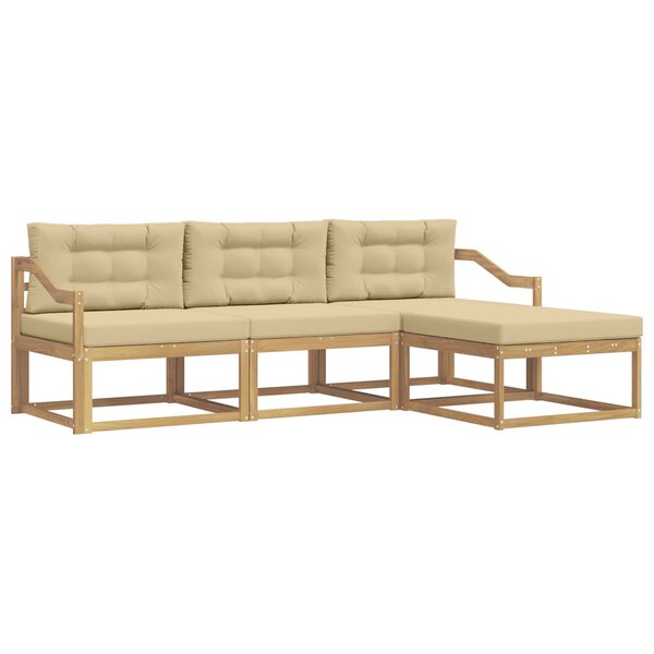 vidaXL Ensemble de canapés d'extérieur 4 Pièces Blanc et Beige Polyester