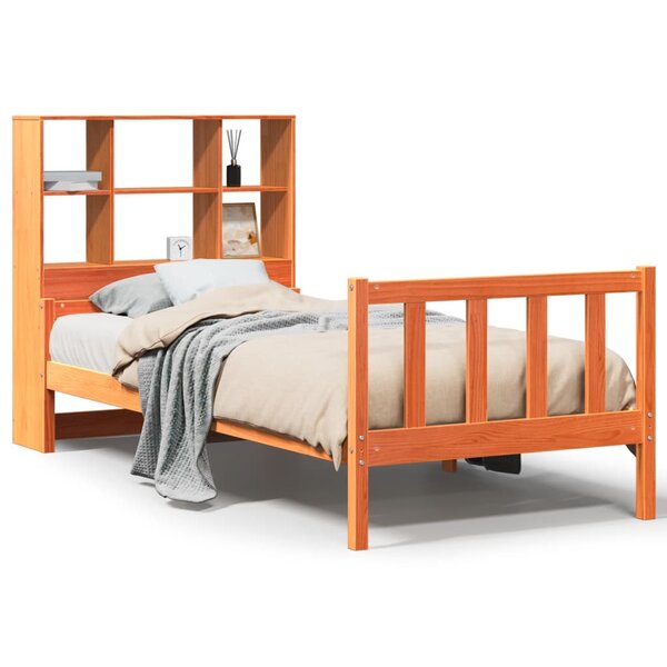 vidaXL Lit bibliothèque sans matelas cire marron 75x190 cm bois massif