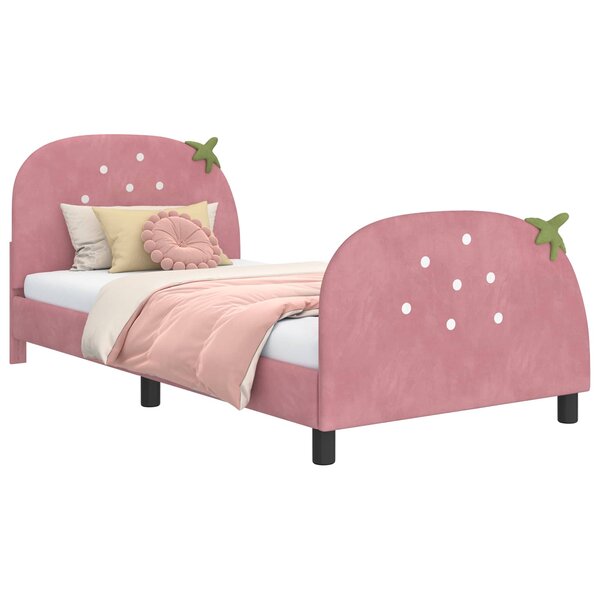 vidaXL Cadre de lit pour enfants avec tête de lit Rose 90 x 200 cm