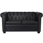 vidaXL Canapé Chesterfield à 2 places et à 3 places noir