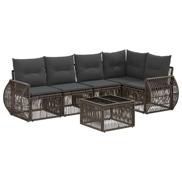 vidaXL Ensemble de canapé de jardin 6 pc Gris et Gris foncé polyrotin