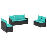 vidaXL Salon de jardin 7 Pièces avec coussins noir résine tressée