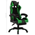 vidaXL Fauteuil de jeux vidéo avec LED RVB Vert et noir Similicuir