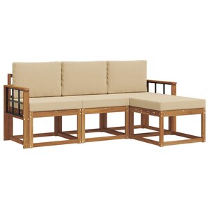 vidaXL Ensemble de canapés d'extérieur 4 pc Naturel et Beige