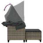 vidaXL Canapé de jardin 2 places et auvent tabourets gris clair rotin