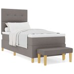 lit boxspring vidaXL avec matelas et banc taupe 100x200 cm en tissu