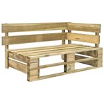 vidaXL Canapé d'angle palette de jardin vert bois de pin imprégné