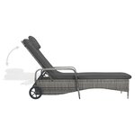 vidaXL Chaise longue avec roues Résine tressée Anthracite