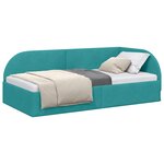 vidaXL Cadre de lit d'angle Turquoise 90 x 190 cm Velours