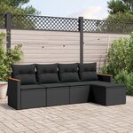 vidaXL Salon de jardin 5 Pièces avec coussins noir résine tressée