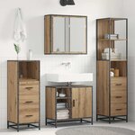vidaXL Ensemble de mobilier de salle de bain 4 Pièces chêne artisanal