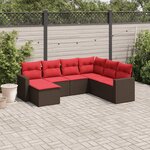 vidaXL Salon de jardin avec coussins 7 Pièces marron résine tressée