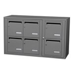 Bloc collectif Leabox 3x2 grade 3 simple face intérieur fixation murale gris poussière ral 7037 finition brillante