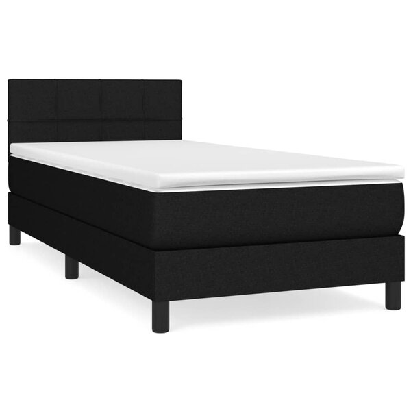 vidaXL Sommier à lattes de lit avec matelas Noir 90x190 cm Tissu