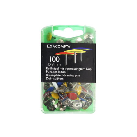 Exacompta - 1 boîte de 100 punaises 9mm - assortiment de couleurs