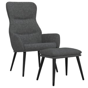 vidaXL Chaise de relaxation avec tabouret Gris foncé Tissu