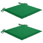 vidaXL Chaises pliantes (lot de 2) avec coussins verts  en bois de teck massif